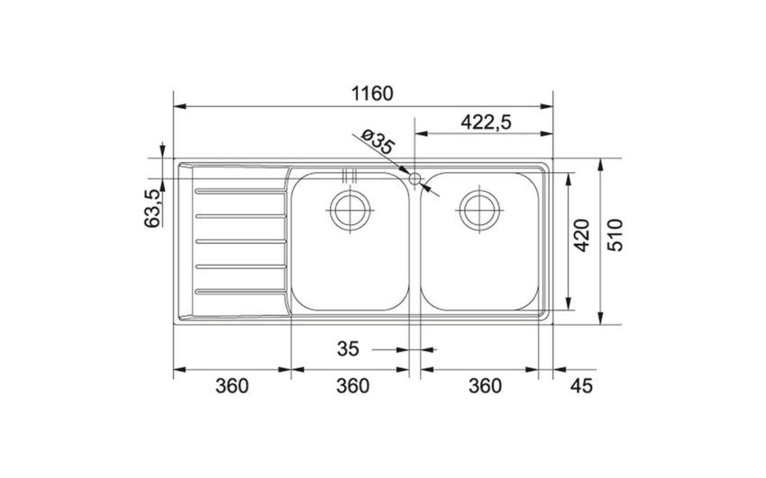 Νεροχύτης Neptune Nex 621 1160Χ510 ΡΑ 3011564107 - Image 2