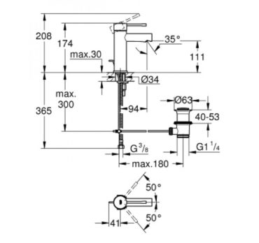 Grohe Essence new cosmopolitan Μπαταρία νιπτήρος 32898001 - Image 4
