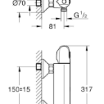 Grohe Grohtherm 1000  Θερμοστατική Μπαταρία ντουζιέρας 34143003 - Image 3
