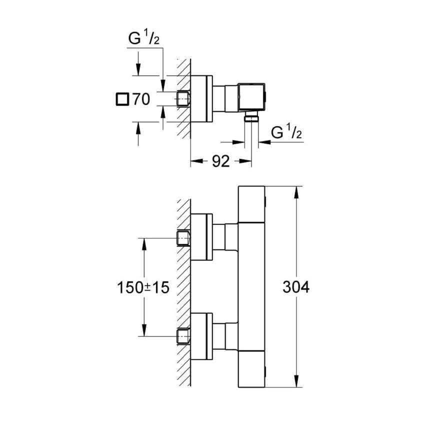 sx-34488000 Grohe Grohtherm Cube 34488 000 Θερμοστατική Μπαταρία Ντουζιέρας - Image 4