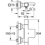 Grohe Grohtherm Cube 34497000 Θερμοστατική Μπαταρία λουτρού - Image 4