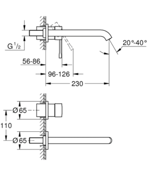 Grohe Essence Super Steel 19967DC1  Μπαταρία Νιπτήρα Τοίχου 23εκ. - Image 2