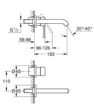 Grohe Essence Super Steel 19408DC1  Μπαταρία Νιπτήρα Τοίχου 18εκ. - Image 3
