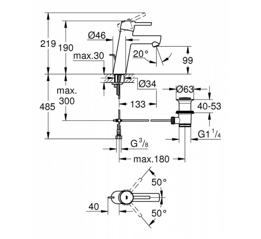 Grohe Concetto New Cosmopolitan  Μπαταρία Νιπτήρα 23450001 - Image 2