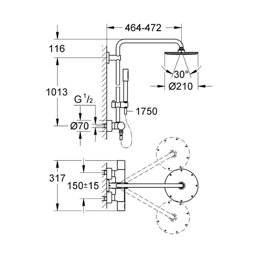 sx-27032001 Grohe 27032001 Rainshower Σύστημα Ντους με Θερμοστατική Μπαταρία - Image 3