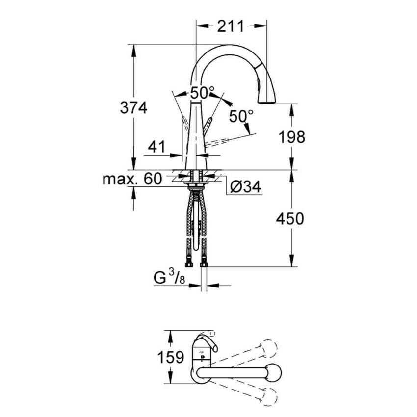 sx-32294001 Grohe Zedra 32294001 Αναμεικτική Μπαταρία Νεροχύτου - Image 4