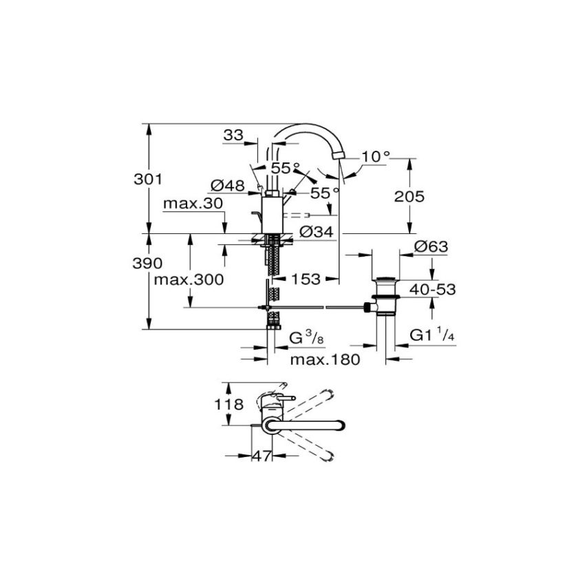 sx-32629001 Grohe Concetto New Cosmopolitan  Μπαταρία Νιπτήρα Υψηλή 32629002 - Image 3