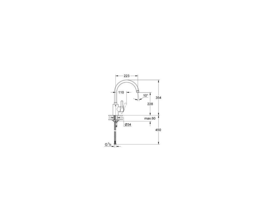 sx-32843000 Grohe Eurocosmo 32843002 Μπαταρία Κουζίνας με υψηλό ρουξούνι - Image 3