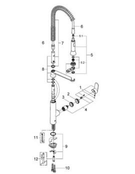 Grohe K7 Μπαταρία Κουζίνας Ψηλή 2 ροών με Ελατήριο 32950000 - Image 6