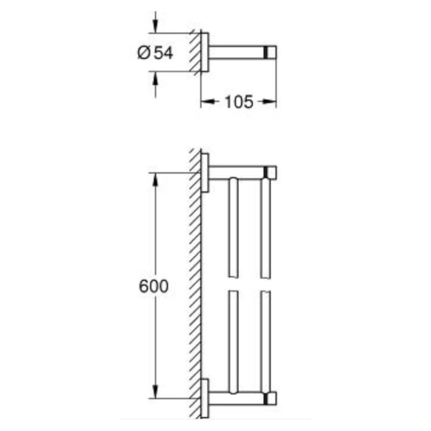 sx-40802001 Grohe Essentials New 40802001 Πετσετοκρεμάστρα Διπλή 65,4 cm - Image 2