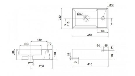 Scarabeo Teorema 8031R4123-300 Επιτραπέζιος Νιπτήρας 41X23 - Image 3