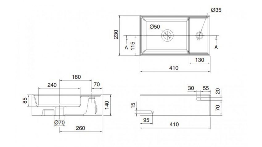 Scarabeo Teorema 8031R4123-300 Επιτραπέζιος Νιπτήρας 41X23 - Image 3