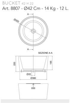 Scarabeo Bucket 8807 Ø42cm Λευκός Επιτραπέζιος Νιπτήρας Μπάνιου - Image 5