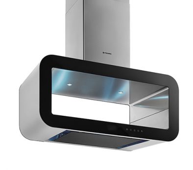 Pyramis Corso 90 cm Ανοξείδωτος με Μαύρο Γυαλί Απορροφητήρας 065021701