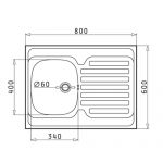 Νεροχύτης Pyramis International 80X60 1B 1D 100106901 - Image 2