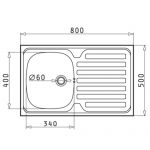 Νεροχύτης Pyramis International 80X50 1B 1D 100107701 - Image 2