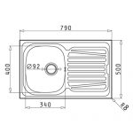 Νεροχύτης Pyramis Sparta 79X50 1B 1D REV 0TH O92GOF MNB 100125701 - Image 2