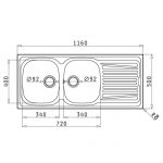 Νεροχύτης Pyramis Sparta 116X50 2Β 1D REV 0TH O92GOF MNB 100129901 - Image 2