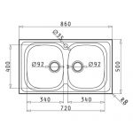 Νεροχύτης Pyramis Sparta 86X50 2Β 1TH O92GOF MNB 100133001 - Image 2