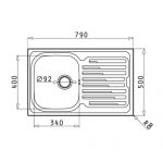 Νεροχύτης Ανοξείδωτος Pyramis Amaltia (79X50) 1B 1D Λείος 107117801 - Image 2