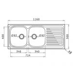 Pyramis Amaltia (116X50) 2B 1D Νεροχύτης Λείος 107118201 - Image 2