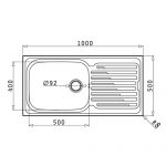 Νεροχύτης Inox Pyramis Amaltia Plus (100X50) 1B 1D Λείος 107118501 - Image 2