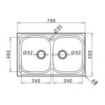 Νεροχύτης Inox Pyramis Amaltia (79X50) 2B Λείος 107132501 - Image 2