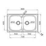 Νεροχύτης Inox Pyramis Amaltia (86X50) 2B Λείος 107132601 - Image 2
