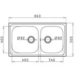 Νεροχύτης Pyramis Dorian 86x50 2B REV 0TH O92 GOF 107158501 - Image 2