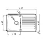 Νεροχύτης Pyramis Space Mini 1B 1D Λείο 80X48 108716601 - Image 2