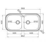 Νεροχύτης Pyramis Jumbo Twin 2B 96X48 108718201 - Image 2
