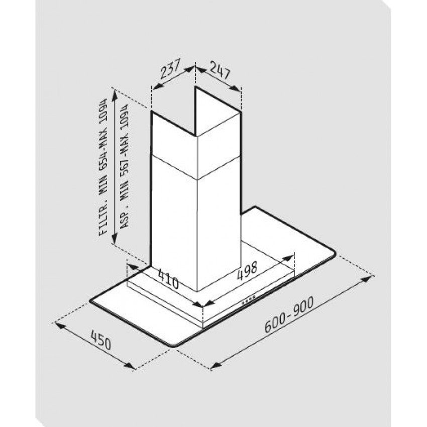 sx-065018402 Pyramis Απορροφητήρας Καμινάδα Cielo Τοίχου 60cm 065018402 - Image 3