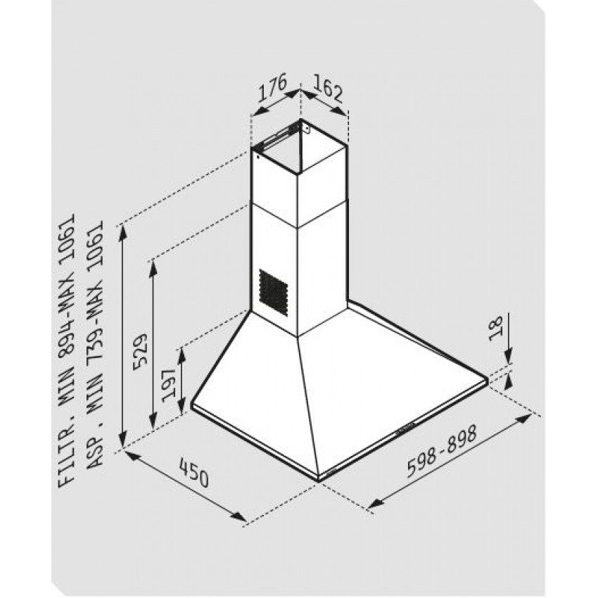 Απορροφητήρας Pyramis Καμινάδα Τετράγωνη LUX 90cm - Image 2
