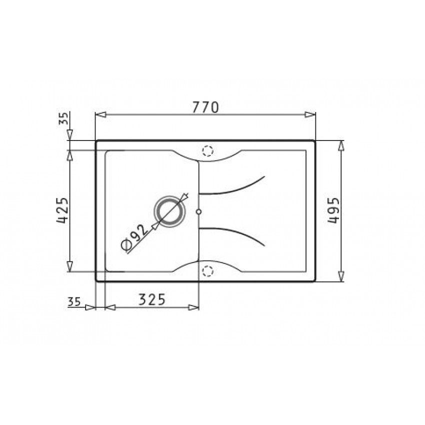 Νεροχύτης Pyramis Aeolia 77x49 1B 1D Cristalo Bianco N/S 070031811 - Image 2