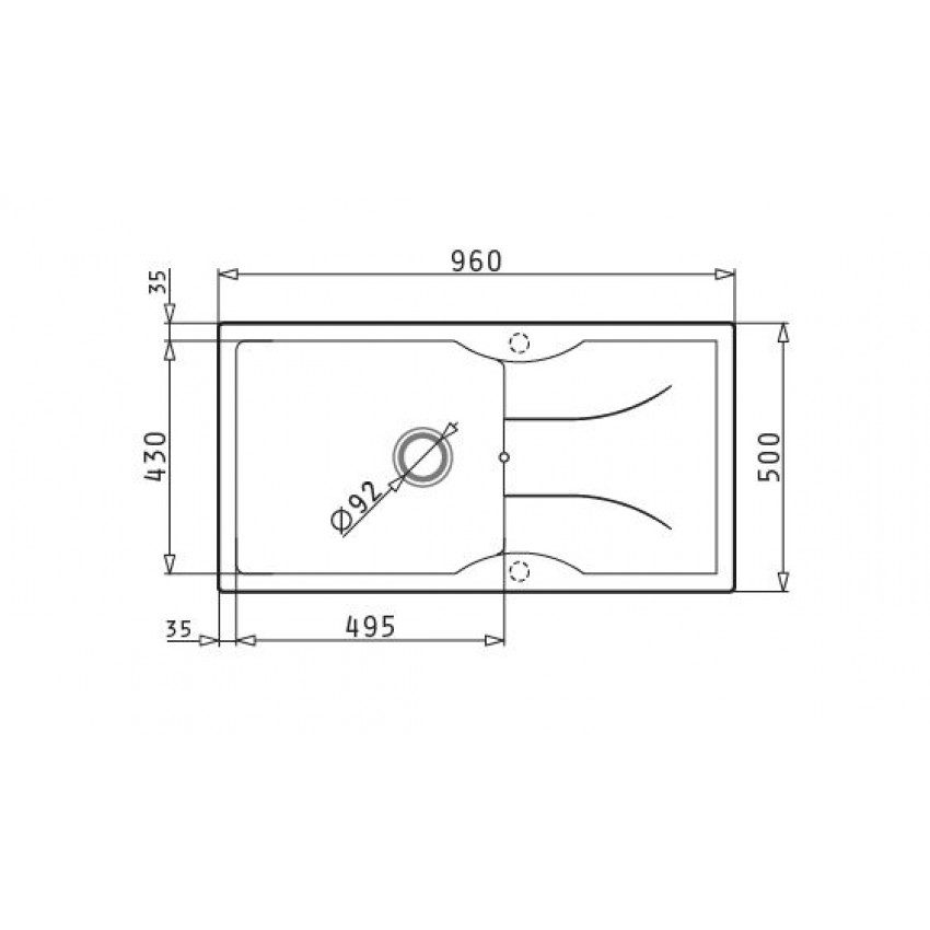 Νεροχύτης Pyramis Aeolia 96x50 1B 1D Cristalo Bianco N/S 23850003 - Image 2