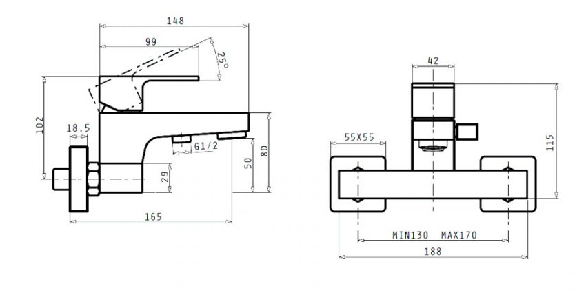 Μπαταρία Λουτρού Pyramis Agitato Χρωμέ Ecoline 090900401 - Image 2