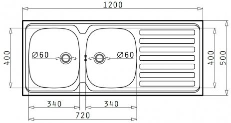 Νεροχύτης Pyramis International 120X50 2B 1D 100103701 - Image 2