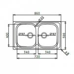Νεροχύτης Inox Pyramis Amaltia (86X50) 2B  Σαγρέ 107121201 - Image 2