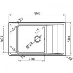 Νεροχύτης Pyramis Studio 86x50 1B(40x40x20) R25 1D REV 1+1TH Φ92 RCOF C,AV,S 107152430 - Image 2