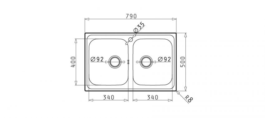 Νεροχύτης Pyramis Athena Extra 79X50 2B 1TH O92 GOF 107153101 - Image 2