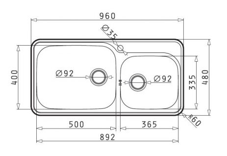 Νεροχύτης Pyramis Space Plus 2B Σαγρέ 96X48 108722901 - Image 2