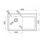 Νεροχύτης Pyramis Crystalon 86X53 1B(40X40) R25 1D BL L 2TH Φ92 RCOF C,AV,S 109501930 - Image 2