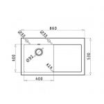 Νεροχύτης Pyramis Crystalon 86X53 1B(40X40) R25 1D WH L 2TH Φ92 RCOF C,AV,S 109502130 - Image 2