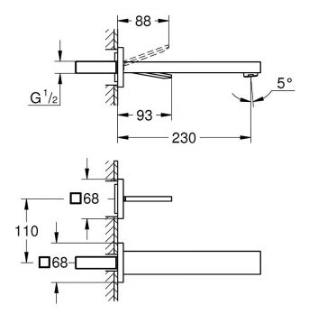 Μπαταρία Νιπτήρος Τοίχου 17cm Grohe Eurocube Joy 19997000 - Image 2