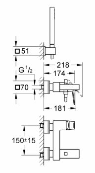 Μπαταρία Λουτρού Grohe Eurocube Cosmopolitan 23141000 (Πλήρης) - Image 2