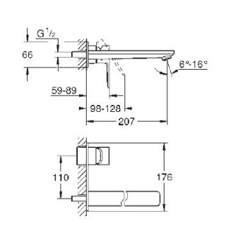Μπαταρία Νιπτήρος Τοίχου GROHE LINEARE NEW COSMOPOLITAN 23444001 - Image 3