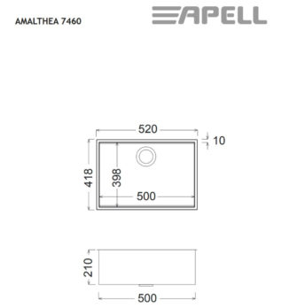 Νεροχύτης Υποκαθήμενος AMALTHEA 52X41,8 Apell Inox Λείο - Image 2