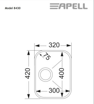 Νεροχύτης Υποκαθήμενος Apell 32Χ42 Inox Λείο - Image 2