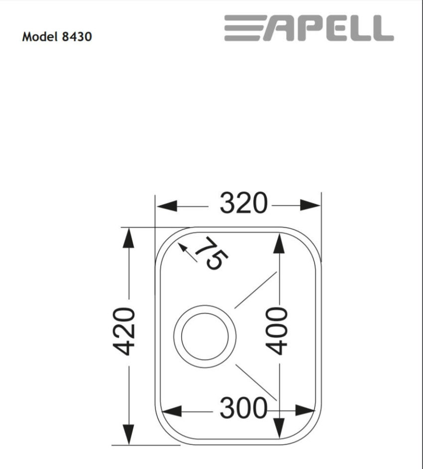 101-8430-110-2 Νεροχύτης Υποκαθήμενος Apell 32Χ42 Inox Λείο - Image 2