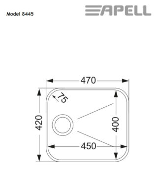 Νεροχύτης Υποκαθήμενος Apell 47Χ42 Inox Λείο - Image 3